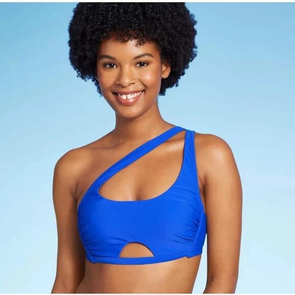 Wild Fable Blue One-Shoulder Bikini Top - Picture 1 of 3